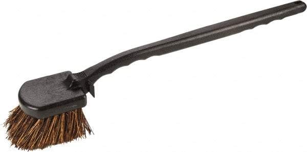 Harper Brush - 2-1/4" Bristle Length, Palmyra Utility Scrub Brush - 3-1/2" x 3-1/2" Long x 3" Wide Head, 20" OAL, Easy Grip Handle, Black, Polypropylene Block - Exact Tool & Supply