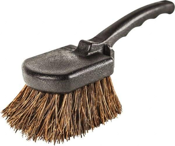 Harper Brush - 2-1/4" Bristle Length, Palmyra Utility Scrub Brush - 3-1/2" x 3-1/2" Long x 3" Wide Head, 10" OAL, Easy Grip Handle, Black, Polypropylene Block - Exact Tool & Supply