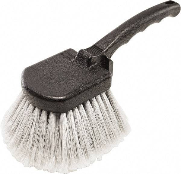 Harper Brush - 2-1/4" Bristle Length, Flagged Plastic Utility Scrub Brush - 3-1/2" x 3-1/2" Long x 3" Wide Head, 10" OAL, Easy Grip Handle, Black, Polypropylene Block, Flagged - Exact Tool & Supply