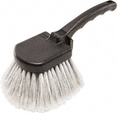 Harper Brush - 2-1/4" Bristle Length, Flagged Plastic Utility Scrub Brush - 3-1/2" x 3-1/2" Long x 3" Wide Head, 10" OAL, Easy Grip Handle, Black, Polypropylene Block, Flagged - Exact Tool & Supply