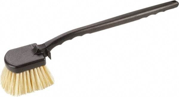 Harper Brush - 2-1/4" Bristle Length, Polypropylene Utility Scrub Brush - 3-1/2" x 3-1/2" Long x 3" Wide Head, 20" OAL, Easy Grip Handle, Black, Polypropylene Block, Flagged - Exact Tool & Supply