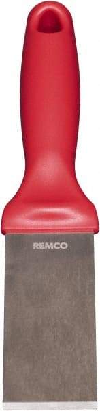 Remco - Stiff Stainless Steel Beveled Scraper - 1-1/2" Blade Width x 3-1/2" Blade Length, 5-13/32" Long Ergonomic Polypropylene Handle - Exact Tool & Supply