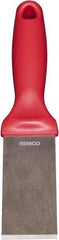 Remco - Stiff Stainless Steel Beveled Scraper - 1-1/2" Blade Width x 3-1/2" Blade Length, 5-13/32" Long Ergonomic Polypropylene Handle - Exact Tool & Supply