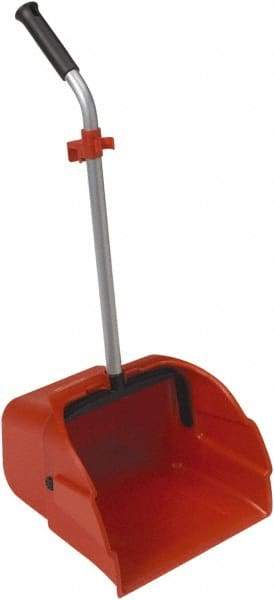 Harper Brush - 14" Wide x 13" Deep x 32" High Handheld Dustpan - Plastic Body, 25" Aluminum Handle, Red - Exact Tool & Supply