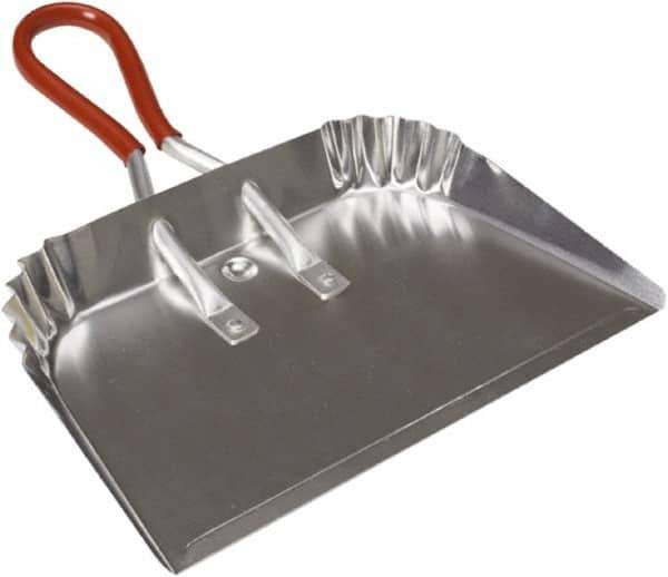 Harper Brush - 17" Wide x 10" Deep x 4" High Handheld Dustpan - Aluminum Body, 9" Aluminum Handle, Silver - Exact Tool & Supply