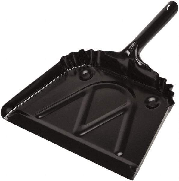 Harper Brush - 12" Wide x 7" Deep x 4" High Handheld Dustpan - Metal Body, 6" Handle, Black - Exact Tool & Supply