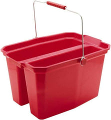 Harper Brush - 19 Qt Plastic Double Pail - 18" Long, Red, Metal Handle - Exact Tool & Supply