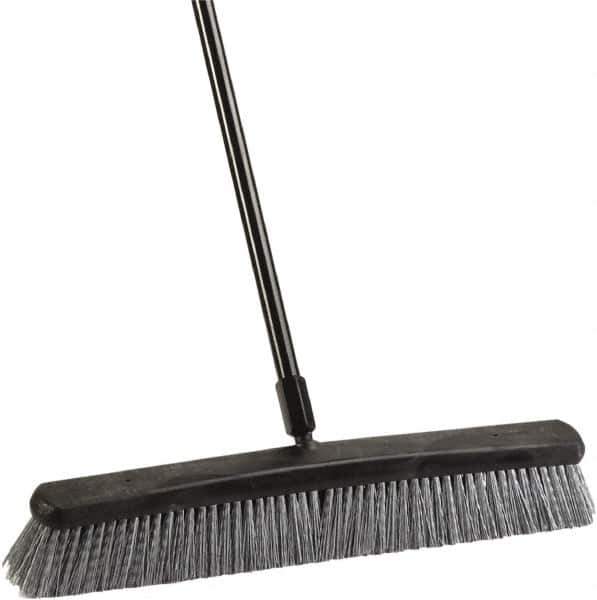 Harper Brush - 24" Rough Surface Synthetic Push Broom - 3" Bristle Length, Plastic Block, Threaded Handle Connection, Handle Included - Exact Tool & Supply