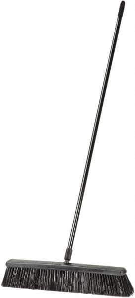 Harper Brush - 24" Rough Surface Synthetic Push Broom - 3" Bristle Length, Plastic Block, Threaded Handle Connection, Handle Included - Exact Tool & Supply