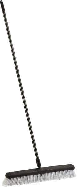 Harper Brush - 24" Smooth Surface Synthetic Push Broom - 3" Bristle Length, Plastic Block, Threaded Handle Connection, Handle Included - Exact Tool & Supply