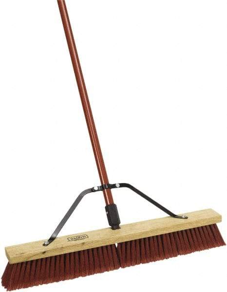 Harper Brush - 24" Medium Duty Synthetic Push Broom - 3" Bristle Length, Wood Block, Threaded Handle Connection, Handle Sold Separately - Exact Tool & Supply