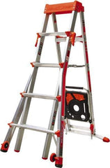 Little Giant Ladder - 6 Steps, 8' High, Type IA Rating, Aluminum Multi-Use Ladder - 300 Lb Load Capacity, 27" Base Width - Exact Tool & Supply