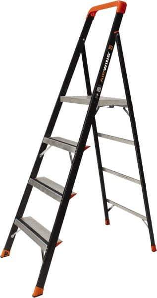 Little Giant Ladder - 4 Steps, 6' High, Type IAA Rating, Fiberglass Step Ladder - 375 Lb Load Capacity, 23-1/2" Base Width - Exact Tool & Supply