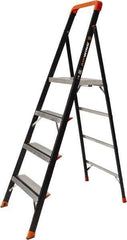 Little Giant Ladder - 4 Steps, 6' High, Type IAA Rating, Fiberglass Step Ladder - 375 Lb Load Capacity, 23-1/2" Base Width - Exact Tool & Supply