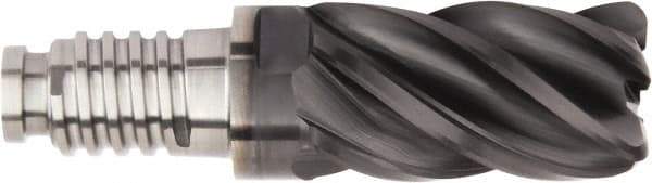 Kennametal - 1" Diam, 1-1/2" LOC, 5 Flute, 0.12" Corner Radius End Mill Head - Solid Carbide, AlTiN Finish, Duo-Lock 25 Connection, Spiral Flute, 37 & 39° Helix - Exact Tool & Supply