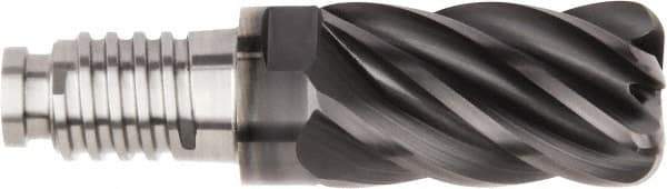 Kennametal - 1" Diam, 1-1/2" LOC, 6 Flute, 1/4" Corner Radius End Mill Head - Solid Carbide, AlTiN Finish, Duo-Lock 25 Connection, Spiral Flute, 37 & 39° Helix, Centercutting - Exact Tool & Supply