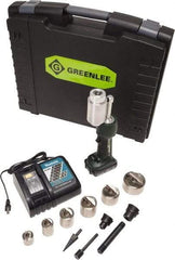 Greenlee - 20 Piece, .885 to 2.416" Punch Hole Diam, Power Knockout Set - Round Punch, 10 Gage Stainless Steel, 10 Gage Mild Steel - Exact Tool & Supply