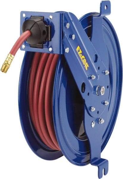 CoxReels - 19-1/2" Long x 10-1/2" Wide x 22" High, 1/4" ID, Spring Retractable Welding Hose Reel - 75' Hose Length, 200 psi Working Pressure, Hose Included - Exact Tool & Supply