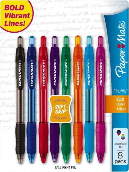Paper Mate - 1mm Ball Point Retractable Ball Point Pen - Assorted Colors - Exact Tool & Supply