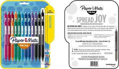 Paper Mate - 1mm Ball Point Retractable Ball Point Pen - Pink, Red, Orange, Green, Turquoise, Blue, Purple & Black - Exact Tool & Supply