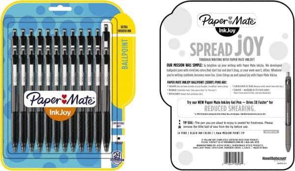Paper Mate - 1mm Ball Point Retractable Ball Point Pen - Black - Exact Tool & Supply