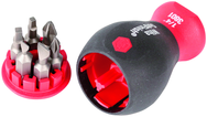 7 Piece - Stubby SoftFinish® Grip Bit Holder Set - Slotted 4.5; 6.5mm Phillips #1 - 2 Square #1 - 2 Bits - Exact Tool & Supply