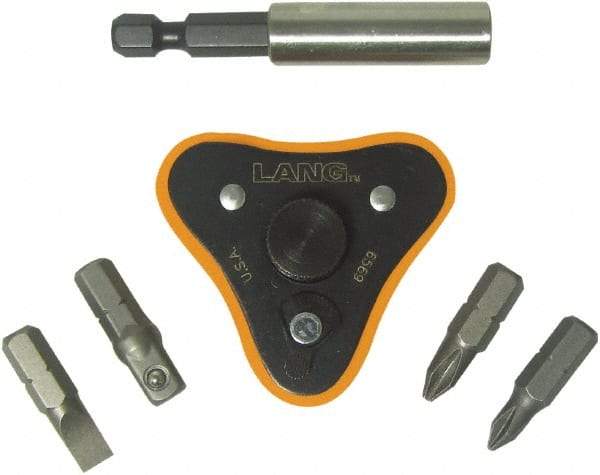 Lang - 6 Piece, Black/Orange Ratcheting Bit Driver Set - For Use with Various Applications - Exact Tool & Supply