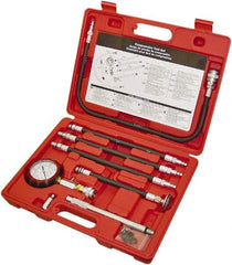 Lang - 8 Piece Dial Engine Compression Test Kit - 300 Max Pressure, 0 to 300 PSI (0 to 21 Kg/cm2) Scale - Exact Tool & Supply