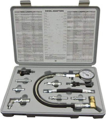 Lang - 10 Piece Dial Engine Compression Test Kit - 1,000 Max Pressure, PSI Scale - Exact Tool & Supply