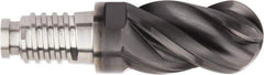 Kennametal - 1" Mill Diam, 1-1/2" LOC, Solid Carbide Ball End Mill Head - Spiral Flute, Right Hand Cut, 39° Helix, 4 Flutes, AlTiN Finish - Exact Tool & Supply