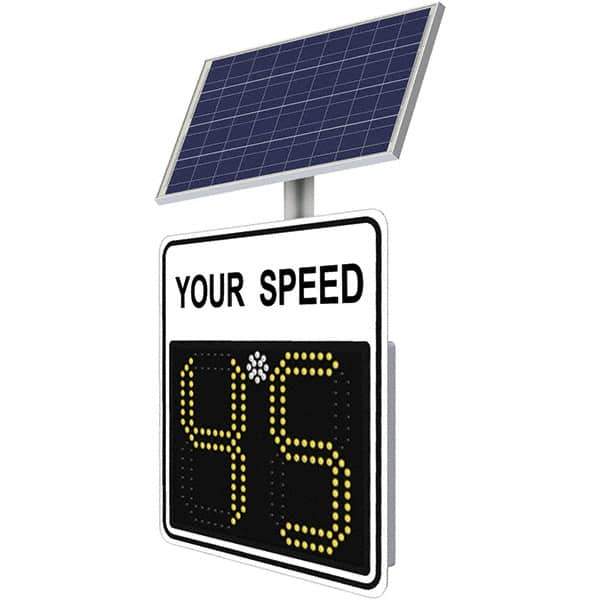 TrafficLogix - "Your Speed", 28" Wide x 28" High, Aluminum Speed Limit Signs - Black on White, High Intensity Reflectivity, Square, Post Mount - Exact Tool & Supply