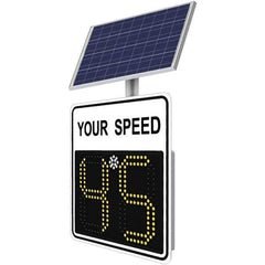 TrafficLogix - "Your Speed", 28" Wide x 28" High, Aluminum Speed Limit Signs - Black on White, High Intensity Reflectivity, Square, Post Mount - Exact Tool & Supply