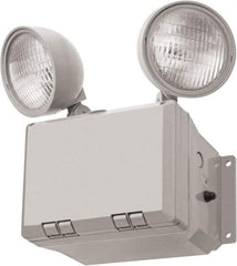 Lithonia Lighting - 2 Heads, 120/277 VAC, Thermoplastic, LED Emergency Light - 2.7 Watts, 8-3/8" Long x 12-7/8" High x 6" Wide, Sealed Nickel Cadmium Battery - Exact Tool & Supply