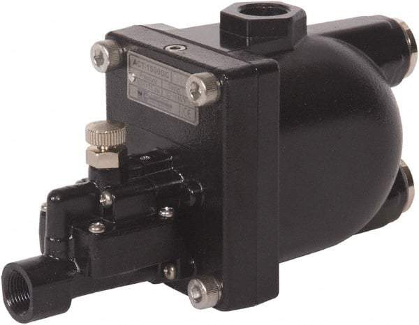 PRO-SOURCE - 1/2" Inlet, Zero Air Loss Condensate Drain Valve - 3/8" NPT Outlet, 87 to 175 psi - Exact Tool & Supply