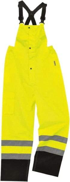 Ergodyne - Size 2XL, Lime, Rain Bib Overall - 1 Pocket - Exact Tool & Supply