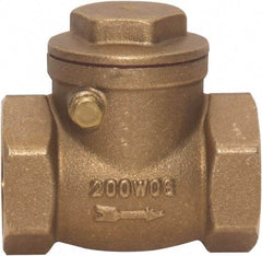 Value Collection - 1-1/4" Brass Check Valve - Check Swing, FNPT x FNPT, 200 WOG - Exact Tool & Supply