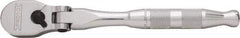 Proto - 3/8" Drive Pear Head Ratchet - Full Polish Chrome Finish, 7" OAL, 90 Gear Teeth, Standard Handle, Reversible Flex Head - Exact Tool & Supply