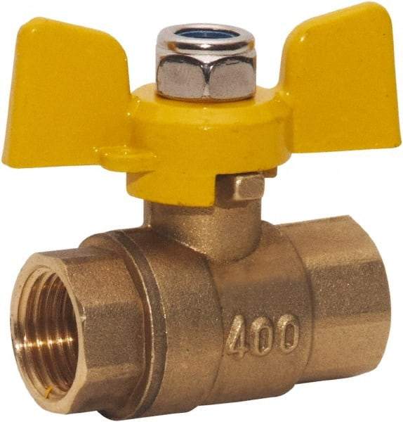 Value Collection - 1" Pipe, Full Port, Brass Standard Ball Valve - 2 Piece, FNPT x FNPT Ends, Tee Handle, 400 WOG, 150 WSP - Exact Tool & Supply