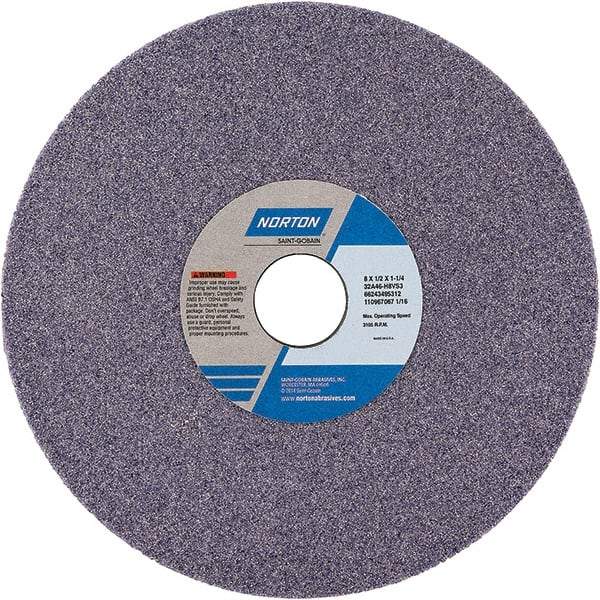 Norton - 7" Diam x 1-1/4" Hole x 1/2" Thick, H Hardness, 46 Grit Surface Grinding Wheel - Aluminum Oxide, Type 1, Coarse Grade, Vitrified Bond - Exact Tool & Supply