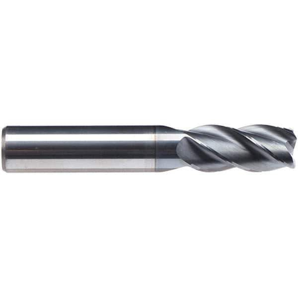 Emuge - 1/4" Diam, 1/2" LOC, 4 Flute Solid Carbide Roughing & Finishing End Mill - CrN Finish, 2-1/2" OAL, 1/4" Shank Diam, Cylindrical Shank, 38° Helix, Centercutting, Regular Length - Exact Tool & Supply