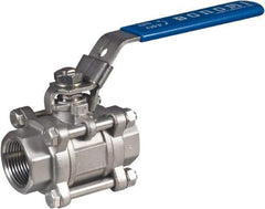 BONOMI - 3/4" Pipe, Full Port, Stainless Steel Full Port Ball Valve - 2 Piece, NPT Ends, Locking Lever Handle, 1,500 WOG, 150 WSP - Exact Tool & Supply