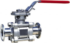 BONOMI - 1/2" Pipe, Full Port, Stainless Steel Sanitary Ball Valve - Exact Tool & Supply