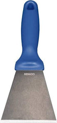 Remco - Stiff Stainless Steel Beveled Scraper - 3" Blade Width x 3-1/2" Blade Length, 5-13/32" Long Ergonomic Polypropylene Handle - Exact Tool & Supply