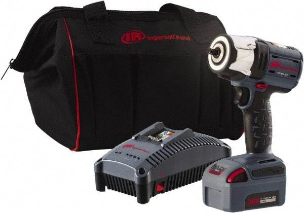 Ingersoll-Rand - 3/8" Drive 20 Volt Pistol Grip Cordless Impact Wrench & Ratchet - 2,100 RPM, 0 to 3,100 BPM, 360 Ft/Lb Torque, 1 Lithium-Ion Battery Included - Exact Tool & Supply