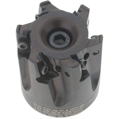 Kennametal - 6 Inserts, 1-1/2" Cut Diam, 1/2" Arbor Diam, 11mm Max Depth of Cut, Indexable Square-Shoulder Face Mill - 0° Lead Angle, 40mm High, LNGU110408SRGE Insert Compatibility, Through Coolant, Series Mill 4-11 - Exact Tool & Supply