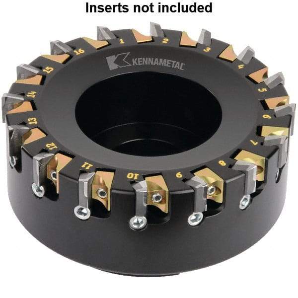 Kennametal - 16 Inserts, 125mm Cut Diam, 40mm Arbor Diam, 4.6mm Max Depth of Cut, Indexable Square-Shoulder Face Mill - 0° Lead Angle, 63mm High, KSDR100031E1W4S Insert Compatibility, Series KBDM - Exact Tool & Supply