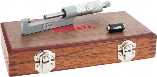 SPI - 1 to 2" Range, Mechanical Hub Micrometer - 0.0001" Graduation, 0.0002" Accuracy, Rotating Spindle - Exact Tool & Supply