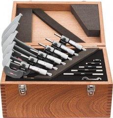 SPI - 0 to 6" Range, 6 Piece Mechanical Outside Micrometer Set - 0.0001" Graduation, 0.0001, 0.0002" Accuracy, Ratchet Stop Thimble, Carbide Face - Exact Tool & Supply