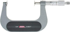 SPI - 3 to 4", Ratchet Stop Thimble, Mechanical Disc Micrometer - 0.0002" Accuracy, 0.79" Disc, 0.0001" Resolution, 0.31" Spindle Diam, Steel Face, NIST Traceability Certification Included - Exact Tool & Supply
