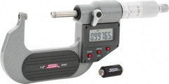 SPI - Electronic, 1 to 2" Measurement, Painted Finish Carbide Face Ball Anvil Micrometer - 0.00005" Graduation, Ratchet Stop Thimble - Exact Tool & Supply